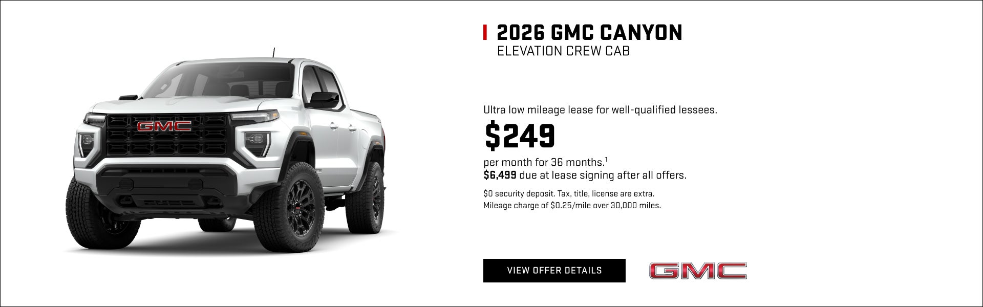 Ultra low mileage lease for well-qualified lessees.

$249 per month for 36 months.1 

$6,499 due ...